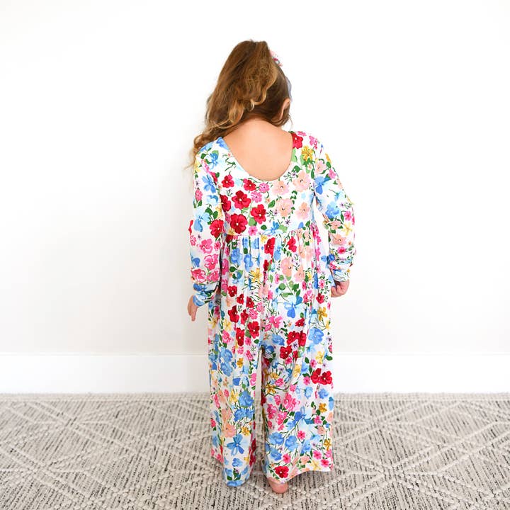 Gigi and Max - Wholesale Jumpsuit - Baby - Kaylee WIDE LEG ROMPER Bamboo Floral Kids Clothing Outfit4