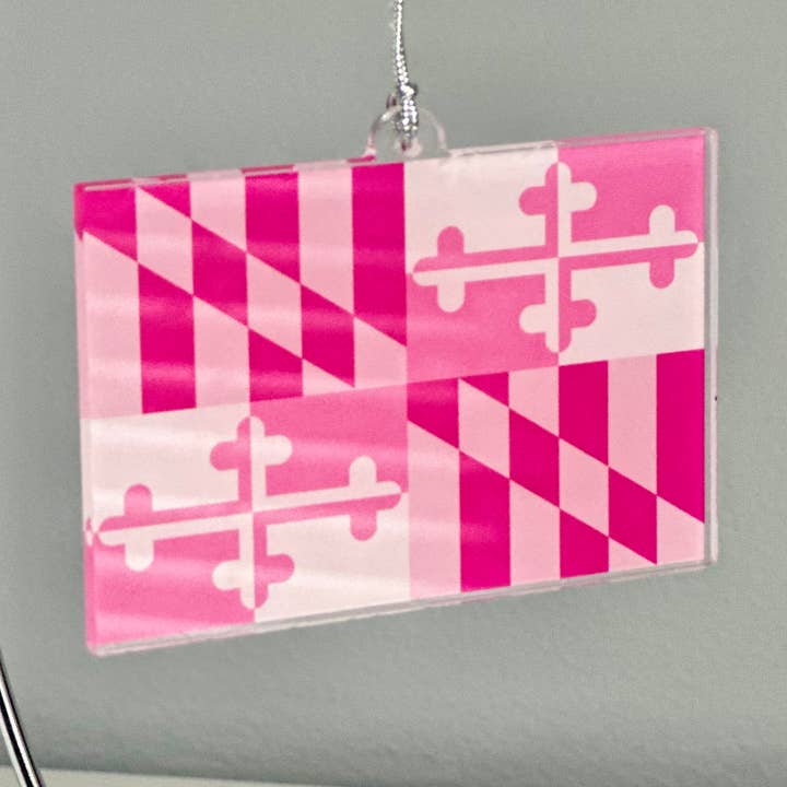 Adorno rosa de Navidad o coche con la bandera de Maryland para venta al por mayor de Chesapeake Charm Shop