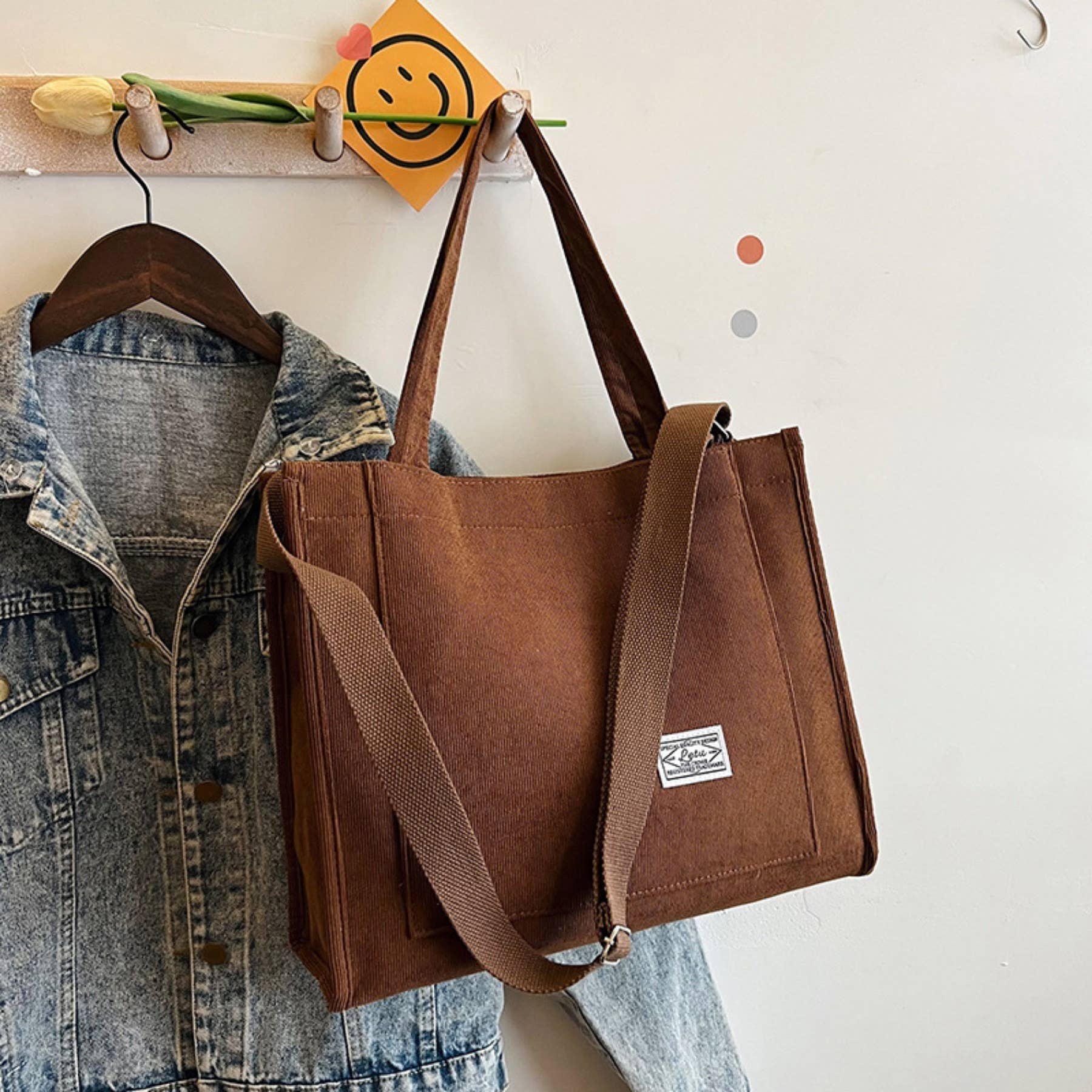 wandf - Wholesale Tote Bag - Women's - Corduroy Tote Bag Handheld and Single Shoulder School Tote4