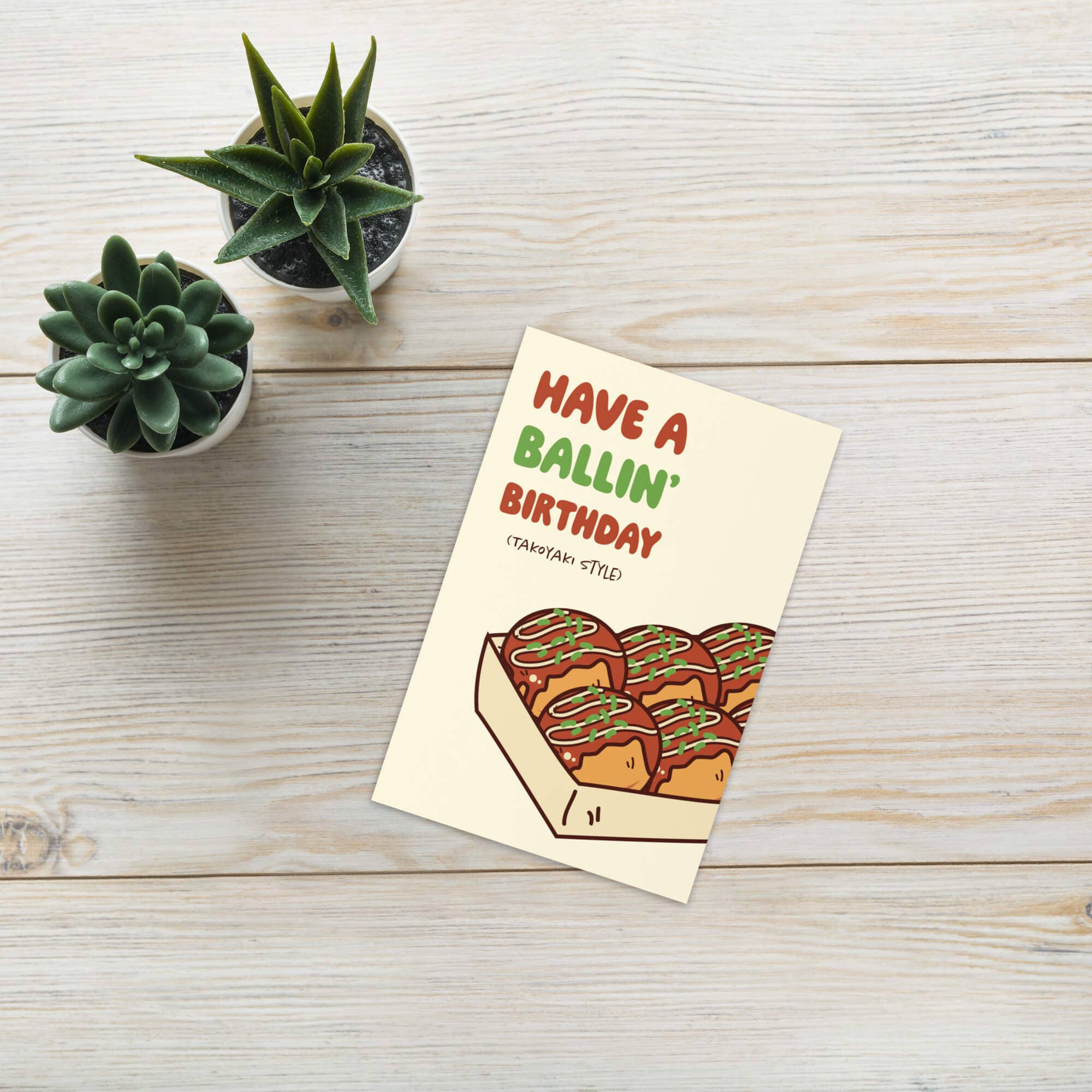 Cute Asian Cards - Vente Cartes d'anniversaire - Passe un anniversaire Takoyaki génial | Cartes de vœux asiatiques japonaises amusantes5