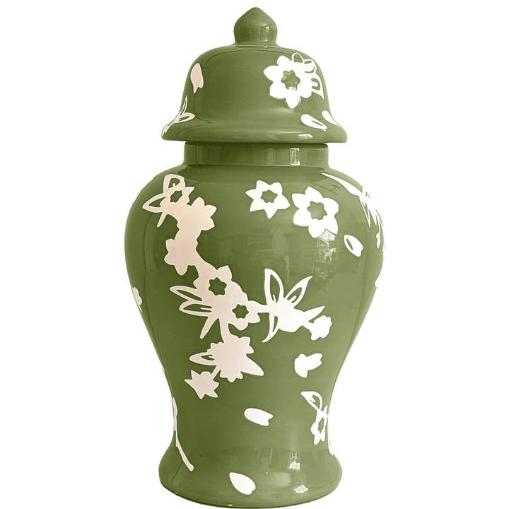 Lo Home by Lauren Haskell Designs - Wholesale Vase - Sakura Ginger Jars in Moss Green