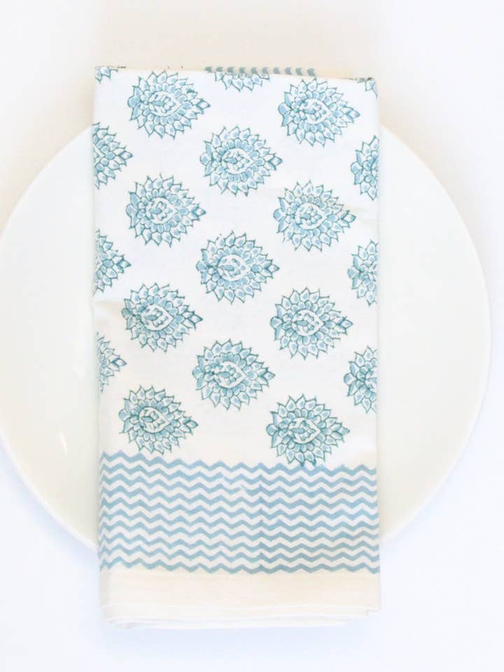 Handmade cotton Napkin Little Lotus Blue for wholesale by Rozablue