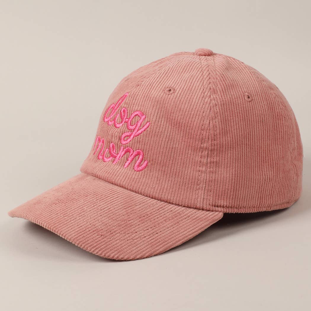 Fashion City - Wholesale Baseball Cap - Unisex - Dog Mom Text Solid Color Corduroy Baseball Cap11
