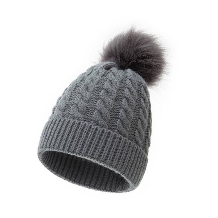 Sheer Trend - Wholesale Beanie – Women's - Solid Color Casual Fur Ball Warm Knitted Hat Beanies5