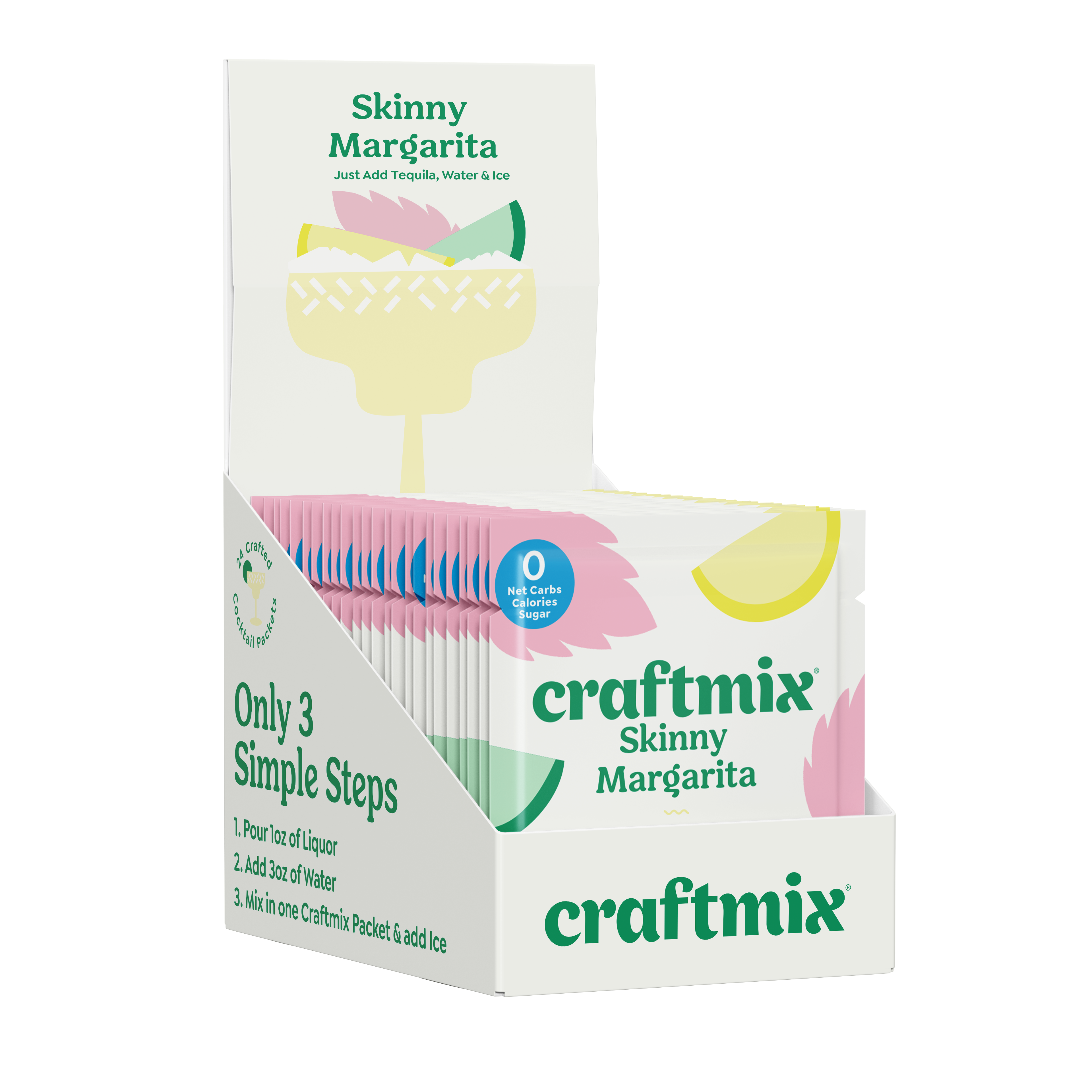 Craftmix - Wholesale Cocktail Mix/Syrup - Skinny Margarita Cocktail / Mocktail Mixer - 24ct Caddy8