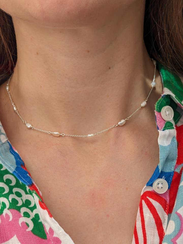 Silver Freshwater Pearl Necklace for wholesale by Freya Adventure Awaits