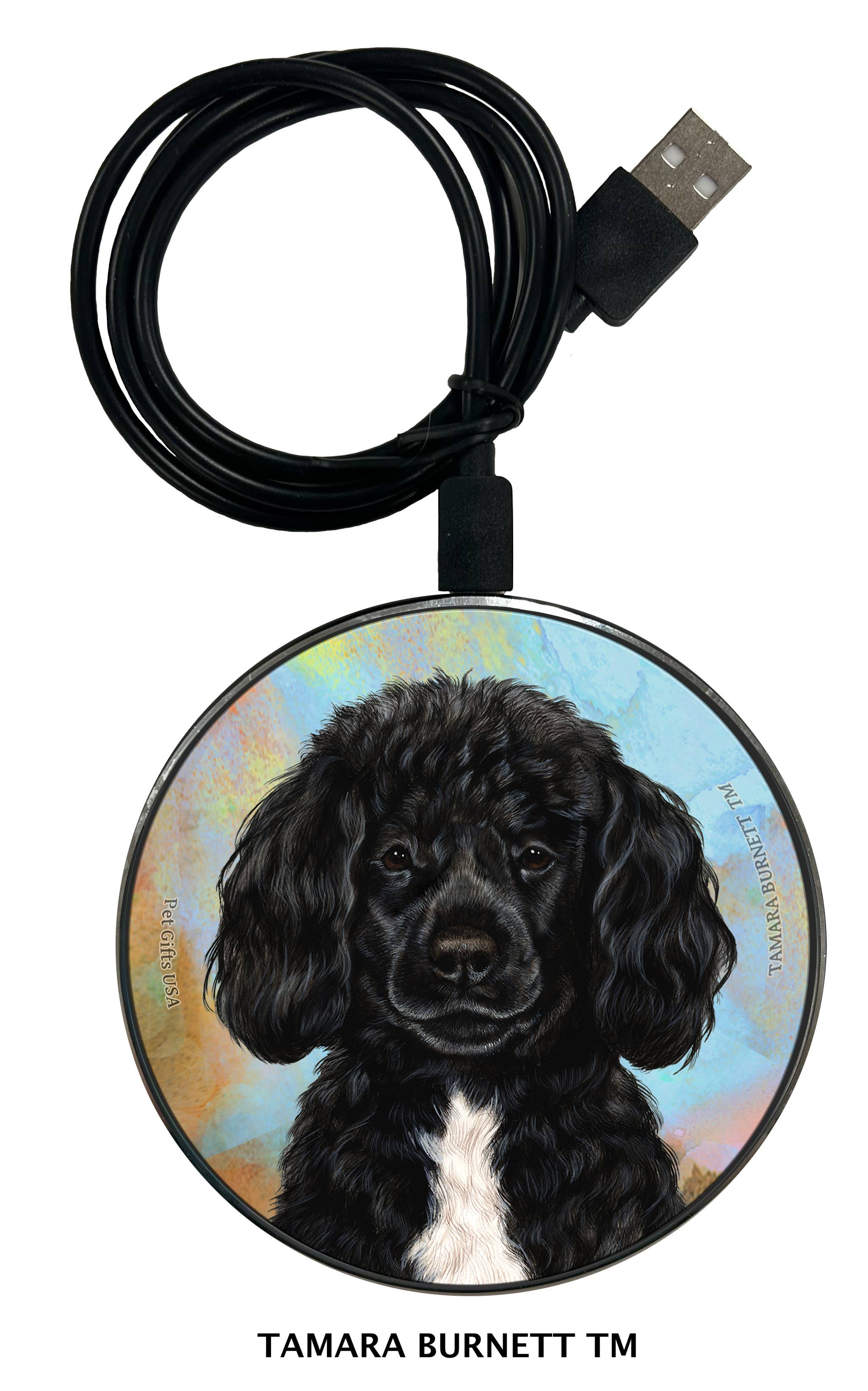 Pet Gifts USA, LLC - Wholesale Charger Plate - Portuguese Water Dog Blk W Beardless - Zoomies Phone Charger0