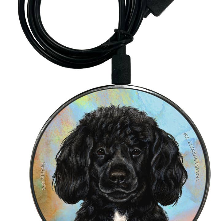 Pet Gifts USA, LLC - Wholesale Charger Plate - Portuguese Water Dog Blk W Beardless - Zoomies Phone Charger