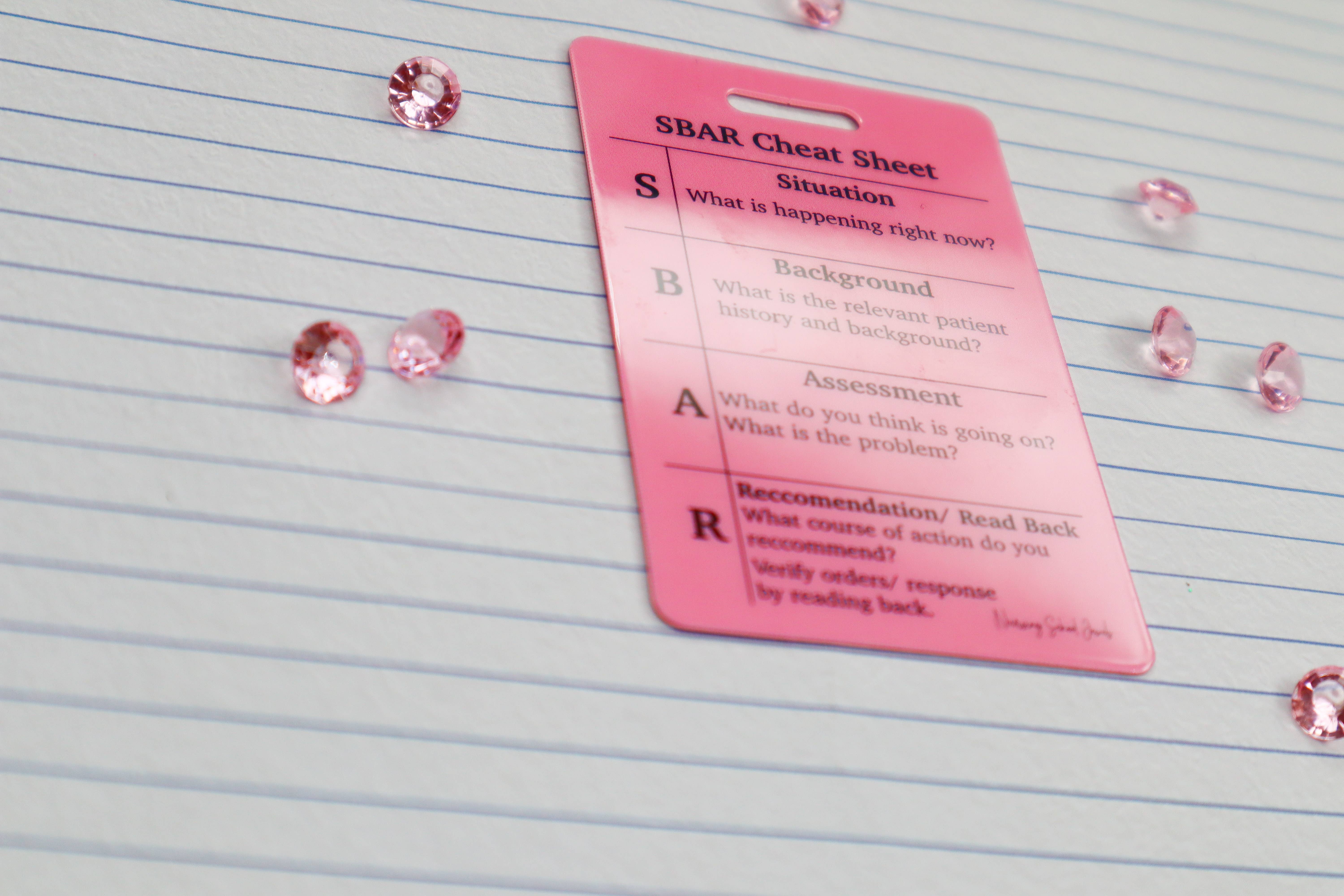 Nursing School Jewels – wholesale Inlärningskort - Barn och baby – SBAR-referenskort2