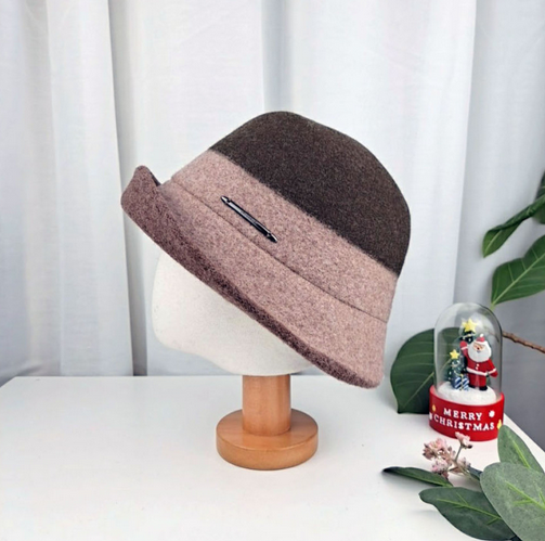 Comfortarians - Wholesale Bucket Hat - Women's - Women's Winter Bungee Bucket Hat Wool Color block FW6