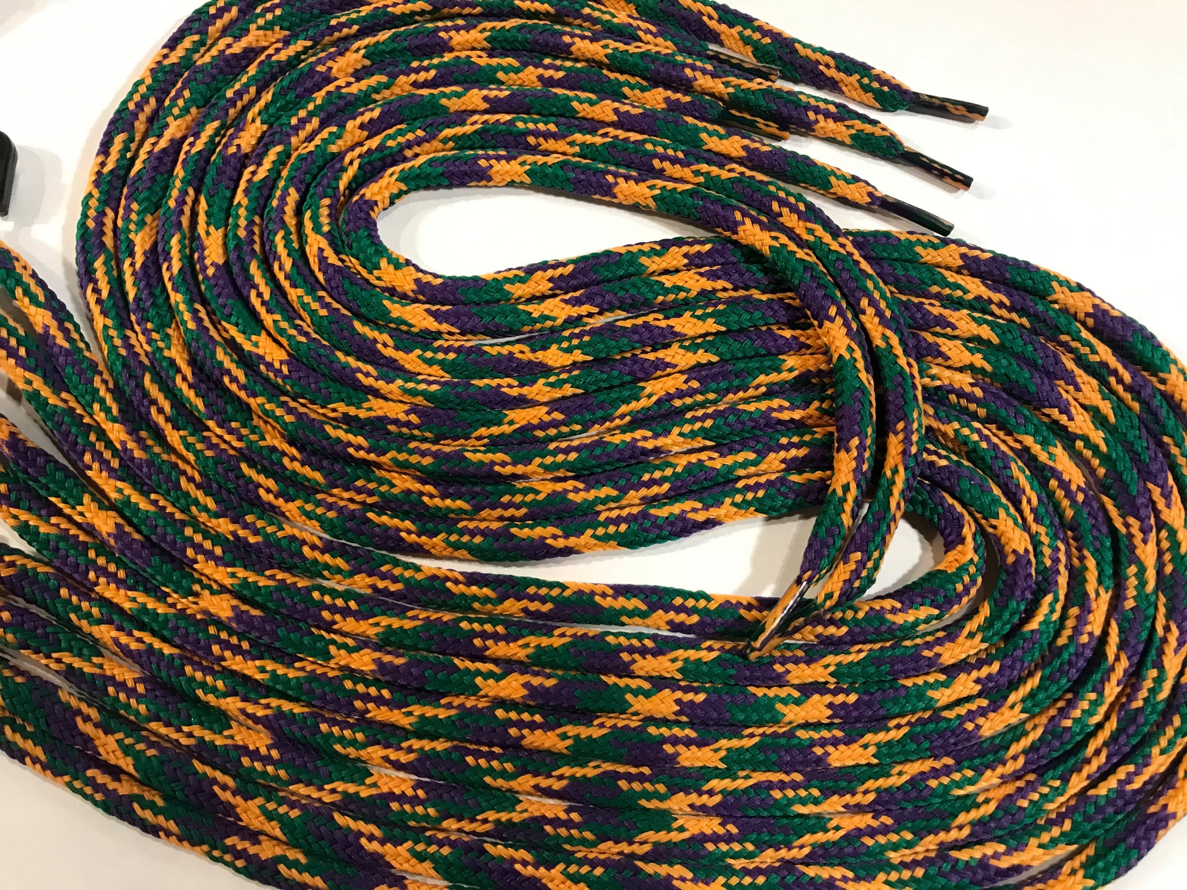 The Shoelace Factory - Wholesale Shoelaces - Unisex - Green, Purple and Gold Mardi Gras Hybrid Shoelaces2