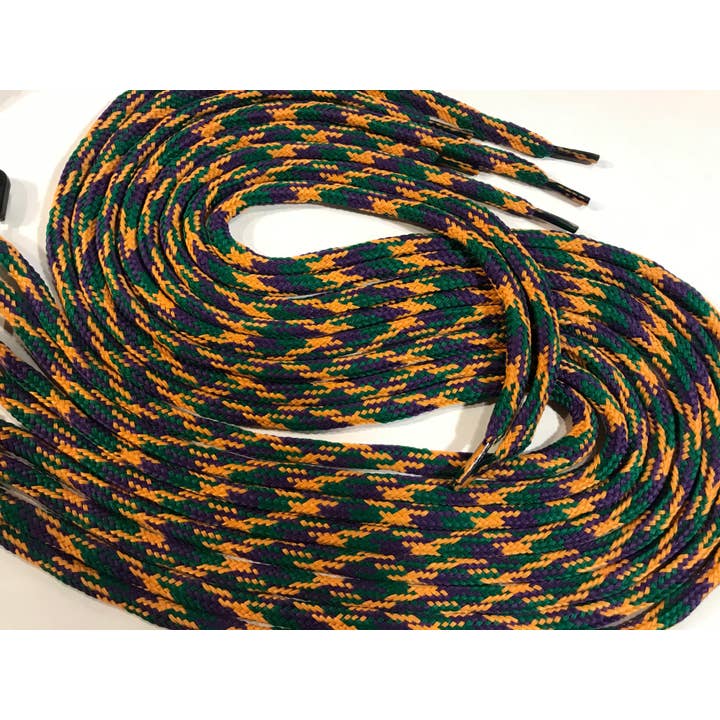 The Shoelace Factory - Wholesale Shoelaces - Unisex - Green, Purple and Gold Mardi Gras Hybrid Shoelaces2