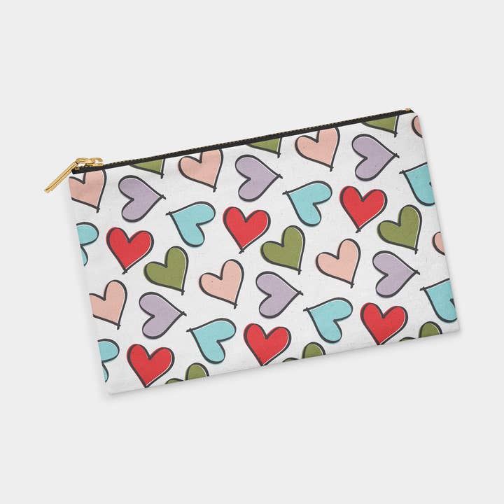Large Hearts Zipper Pouch (pastel) for wholesale by Patterned Goods