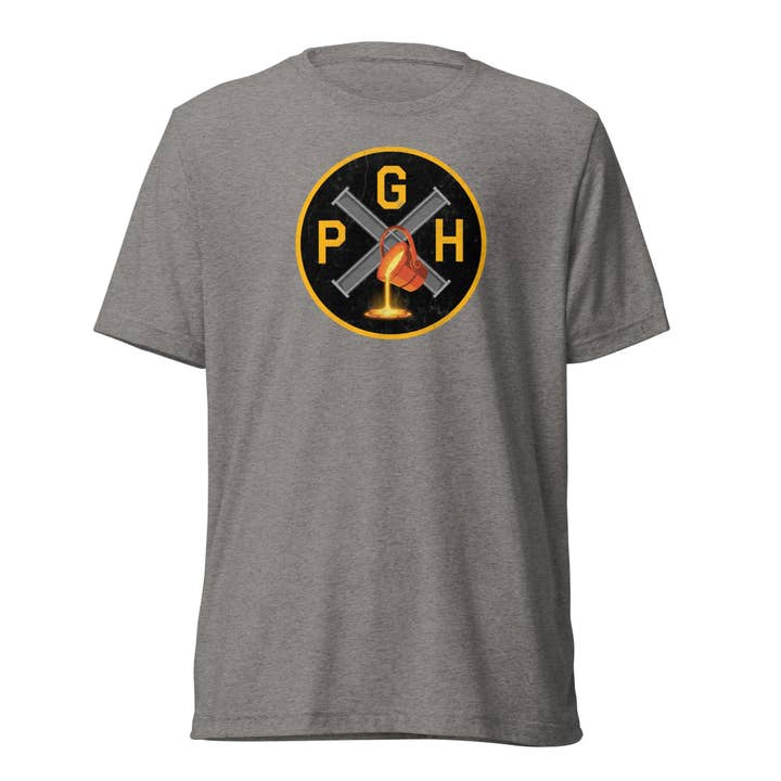 PGH - Emblem Steel - Triblend Tee for wholesale by Yinzylvania
