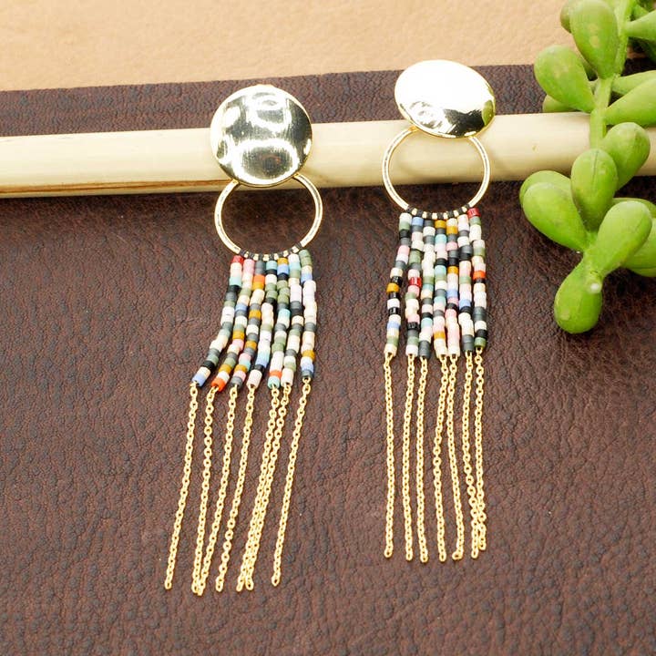 Paire de Boucles d'oreilles en Perles de Miyuki pour la vente par Merveilles du Monde