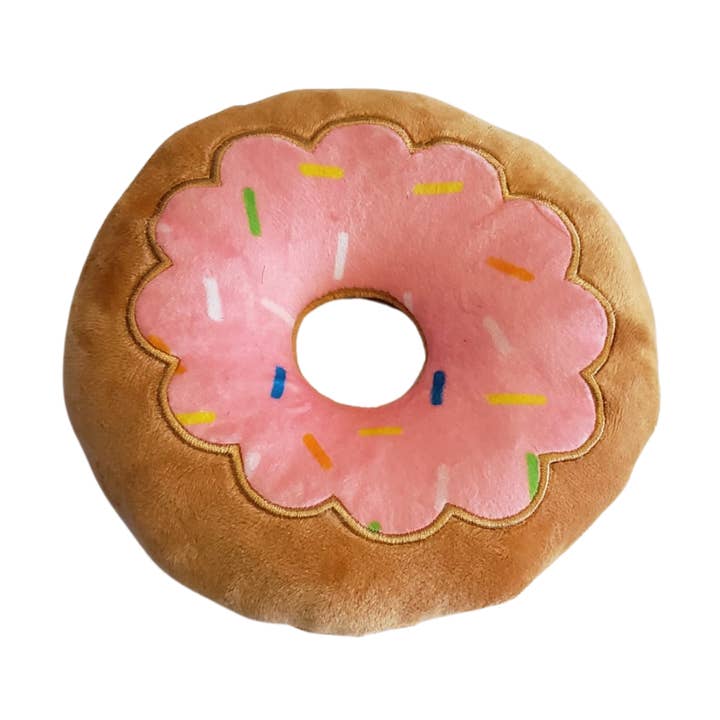 Plush Strawberry Donut Dog Toy - Soft, Chewy, and Cuddly for wholesale by Jojo Modern Pets