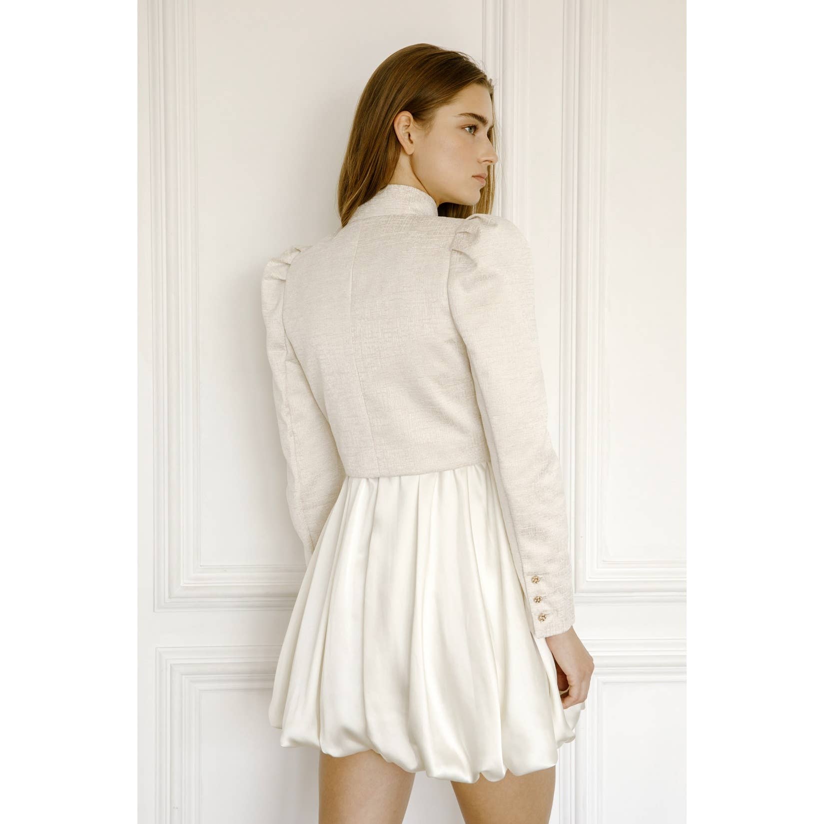 IVORY GOLD JT9060- SOLID TEXTURED BOW JACKET  for wholesale on Faire6