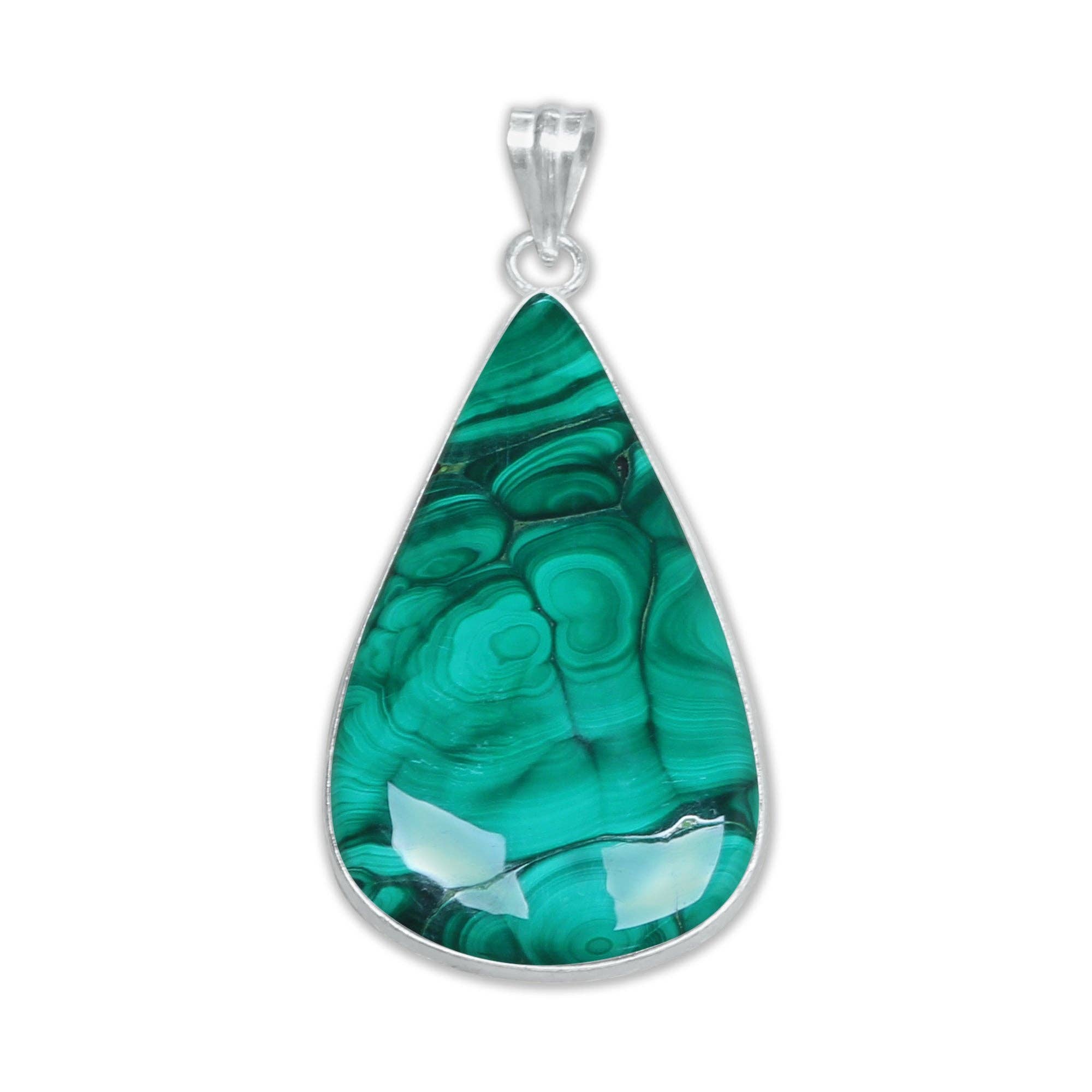Handmade Jewels - Wholesale Individual Charm/Pendant - Malachite Minimalist Pendants -  Handmade, Silver-Plated, Wholesale3