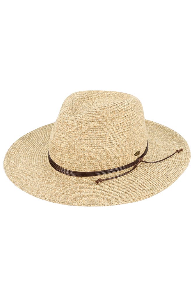 Hana - Wholesale Straw Hat - Women's - C.C String Trim Band Panama Sun Hat2
