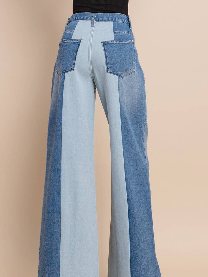 LT DENIM MID DENIM COLORBLOCK JEANS WITH SPLIT SEAM 2425 for wholesale on Faire