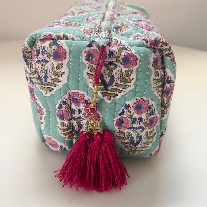 AMIMA HOME - Vente Trousses de maquillage/cosmétique - ENSEMBLE DE 3 TROUSSES COSMÉTIQUES NOOR TURQUOISE1