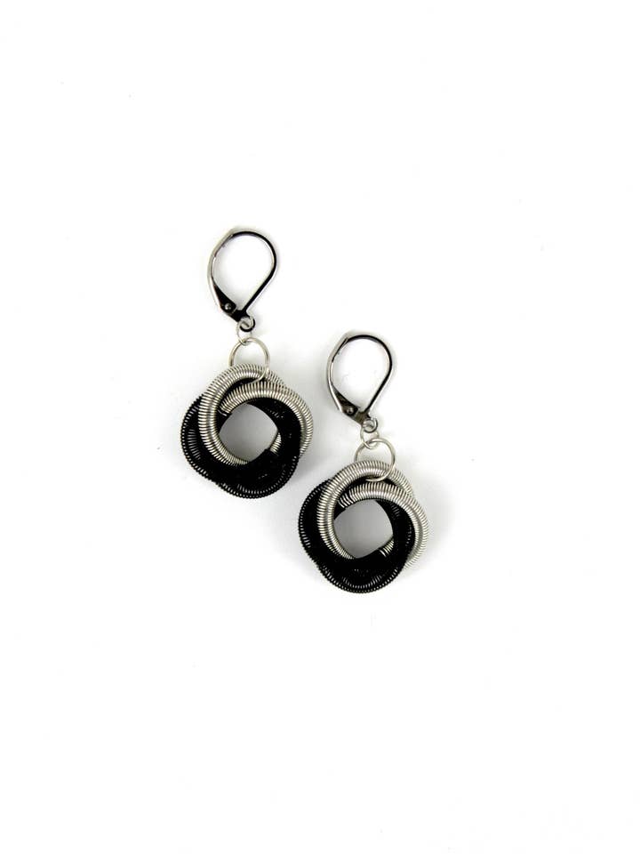 Silver/Black Twist Loop Dangle Earrings for wholesale by Sea Lily