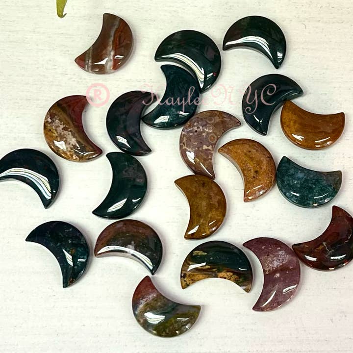 KayleeNYC - Vente Pierre et cristal de spiritualité - 1" Lunes en cristal de jaspe océan naturel2