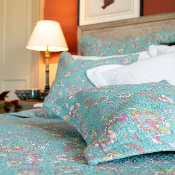 Forever England / Millie Mae – wholesale Quilt – Eloise Duck Egg Bedspread
