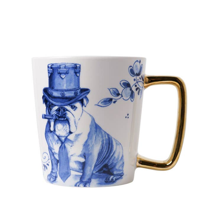 Heinen Delfts Blauw - Vendita all'ingrosso Tazza - Tazza con bulldog e sigaro stile Winston Churchill0