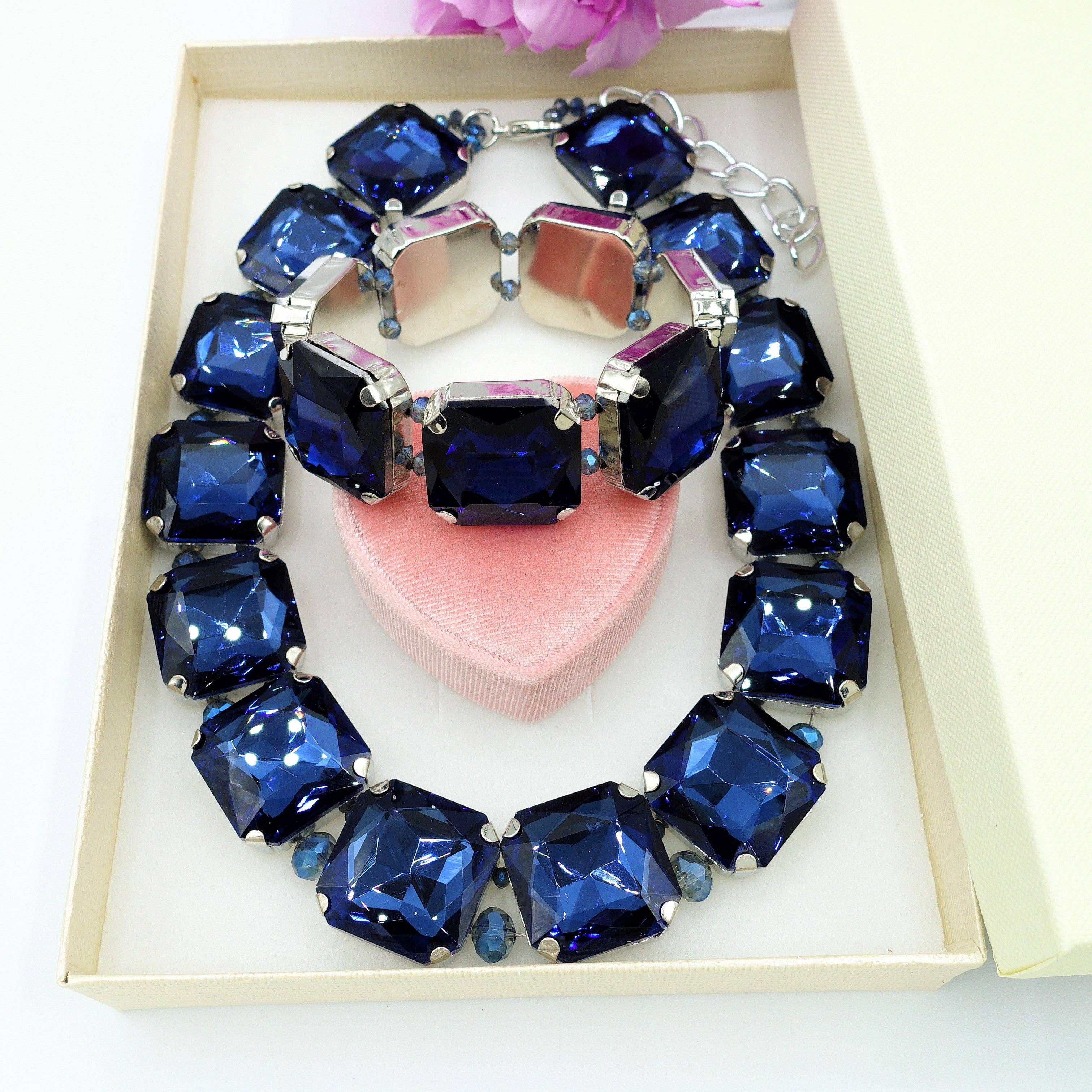 Argento + Krystal LUCE SÆT - HALSKÆDE OG ARMBÅND med facetslebne sten for engroshandel på Faire0