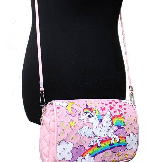 Cap Zone – wholesale Crossbody bag – kids – Unicorn Printed With Silver Glitter Crossbody2