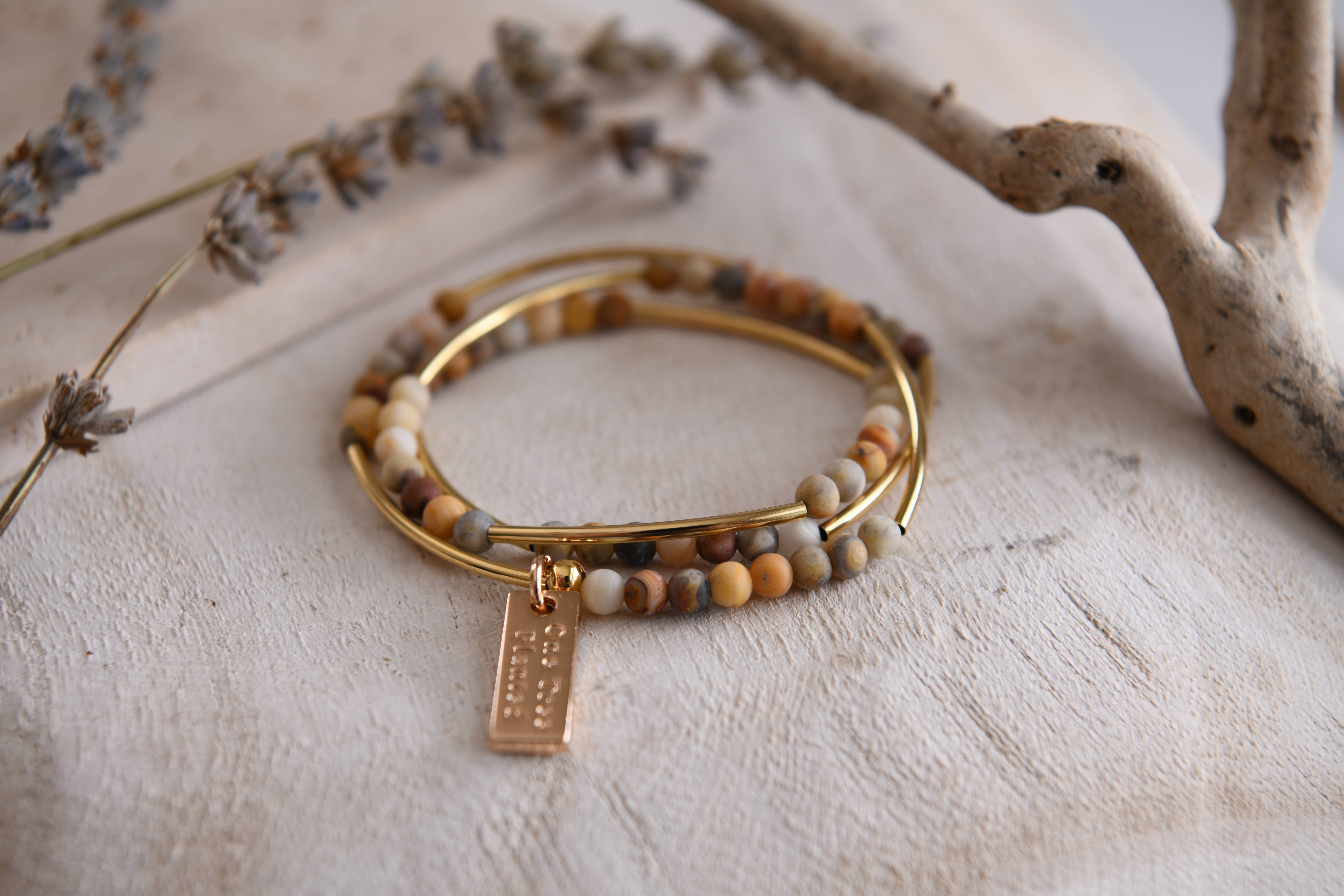 Cecelia Designs Jewelry - Wholesale Beaded Bracelet - Gemstone and Gold Plated Triple Wrap Bracelets 12