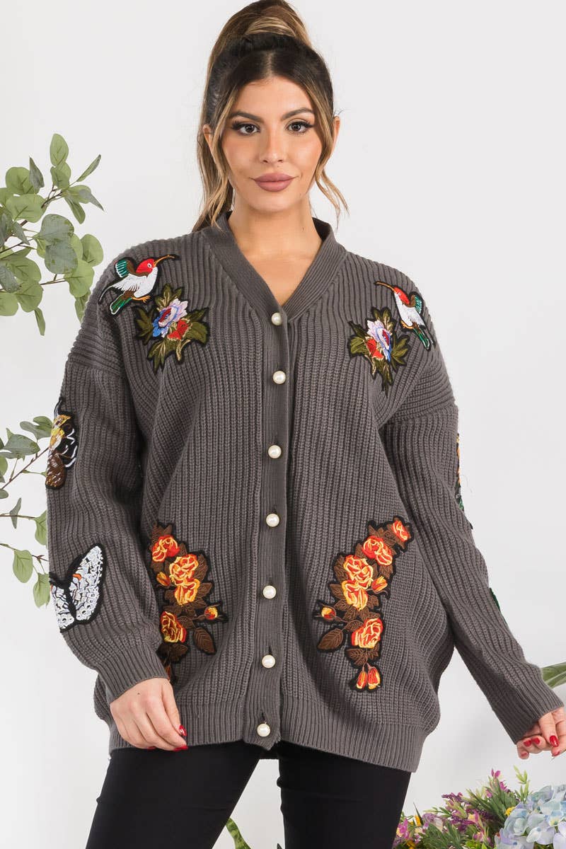 H&H Fashion Inc. – wholesale Cardigan – Women’s – W1602 - Button Down Patch Knit Cardigan4