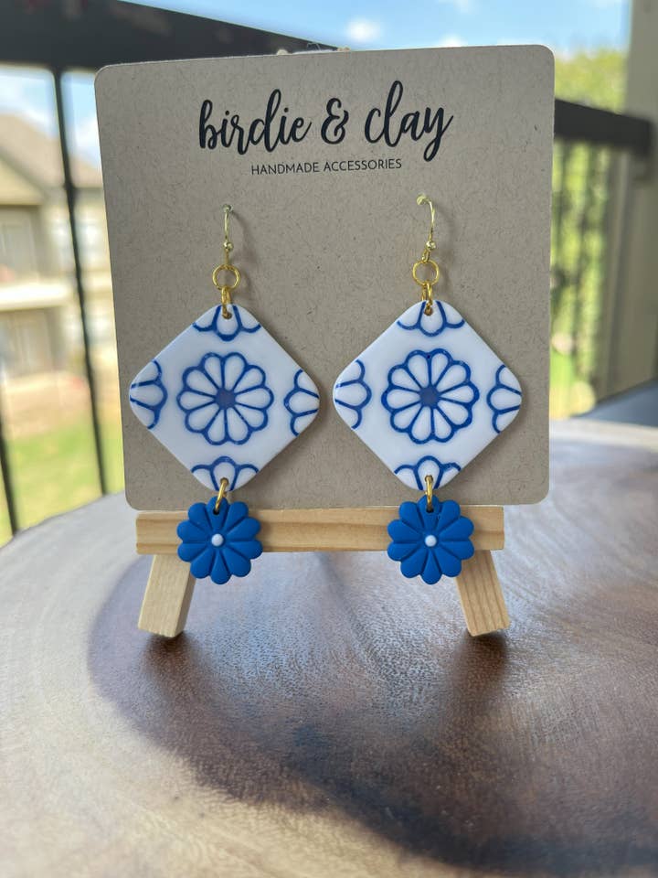 Talavera Earrings, Spanish Tile Earrings for wholesale by Birdie & Clay