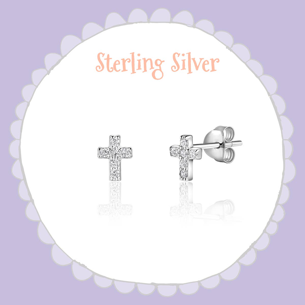Girl Nation - Wholesale Stud/Post Earrings - Cross Earrings | 925 Sterling Silver | Cubic Zirconia