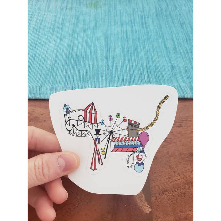 Carnival Cat Vinyl Sticker for engroshandel hos Samoot Design Inc