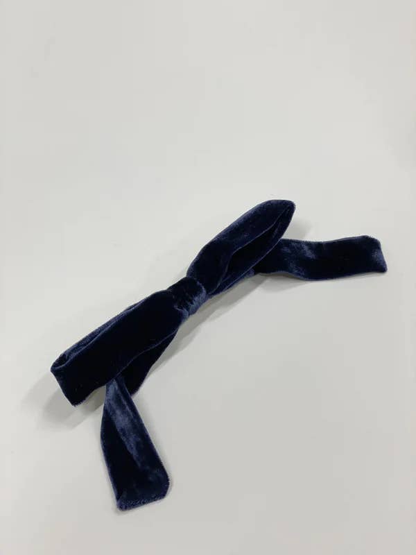 Lyn Velvet Bow Barrette in Midnight Blue for wholesale by Jasmine Chong