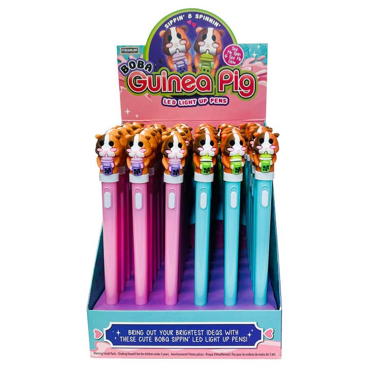 Streamline – wholesale Pen – Sippin' & Spinnin' Boba Guinea Pig LED Light Up Pens
