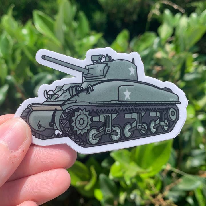 WWII M4A1 Sherman Tank Sticker / Magnet - Vinyl - Dishwasher for wholesale by Extremely Retro