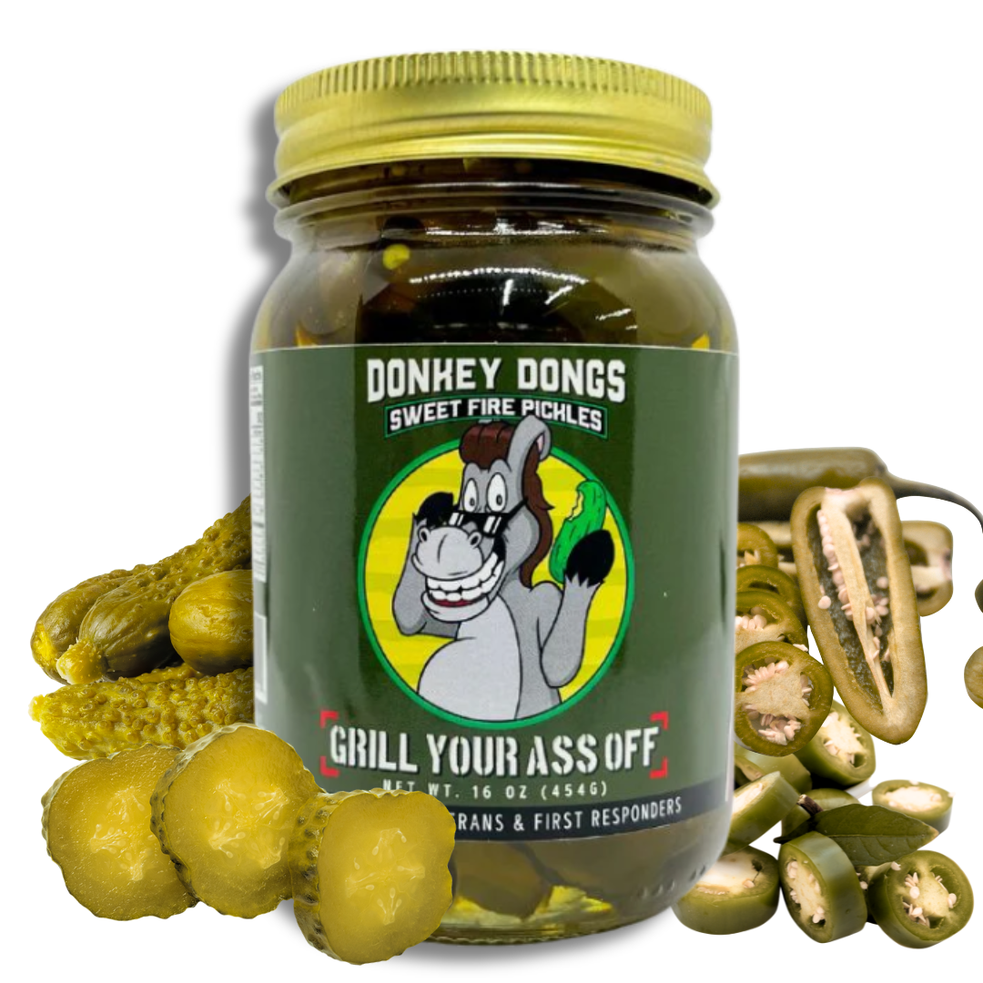 Grill Your Ass Off - Spices, Rubs, Seasonings, Sauces, Jerky - Wholesale Pickled Vegetables - Donkey Dongs Sweet Fire Pickles - Spicy Pickle Chips2