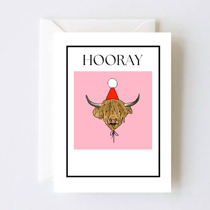 Hurra – Højlandskvæg Illustration Hilsen Kort for engroshandel hos STETCH