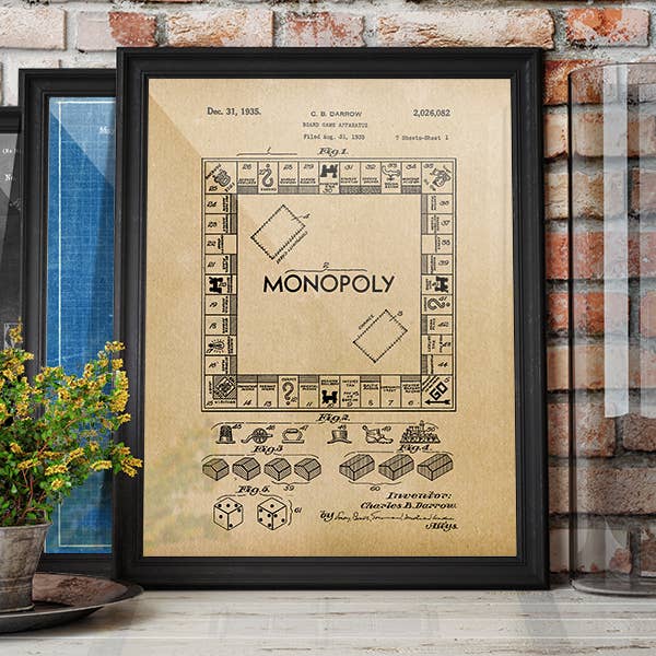 Monopoly Game 1935 Patent Art Print for wholesale by Fresh Prints of CT