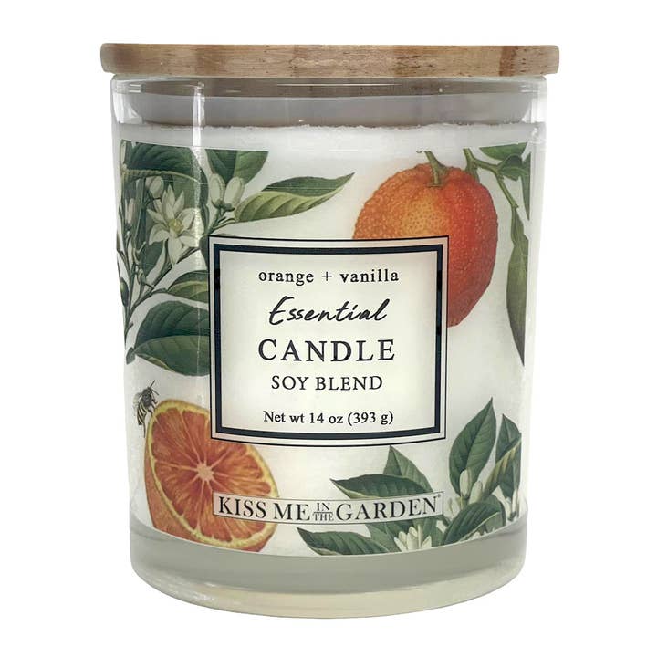 Orange Vanilla Soy Candle 14 oz for wholesale by Kiss Me in the Garden