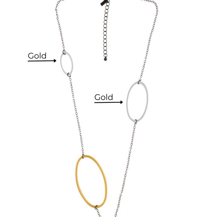 Tempeste IN:STORE Collana Lunga a Catena Singola Multicolore a 2 Toni con Placcatura in Ematite per la vendita all'ingrosso da parte di Dansk Copenhagen