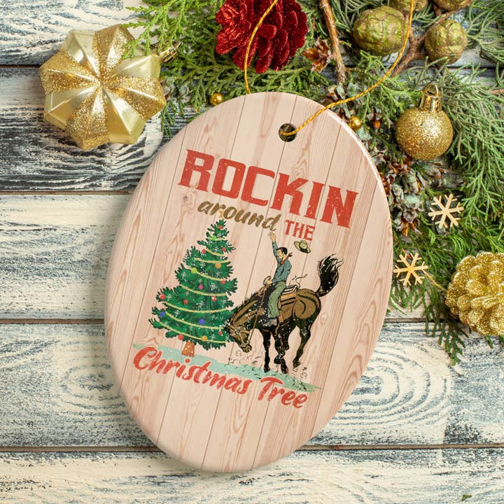 OrnamentallyYou - Wholesale Ornament - Western Theme Rockin Around the Christmas Tree Ornament
