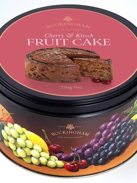 Buckingham Cherry & Kirsch Fruit Cake 750g Luxury Gift Tin for wholesale by Buckingham Fruit Cakes