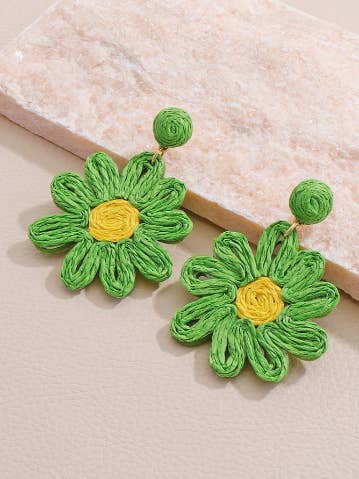 Raffia Blomsterøreringe| Solsikke Ørestikker| Ferievibe for engroshandel hos Whisper Mint