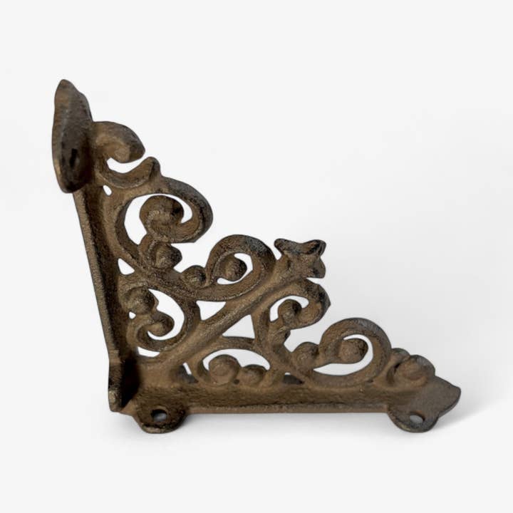 Iron & Blossom - Wholesale Wall Mounted Shelf - Vintage Scroll Cast Iron Shelf Bracket Rustic Shelf Support1