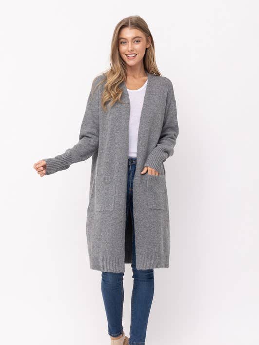 Open Front Mossy Long Cardigan Sweater for wholesale by Newself Collection