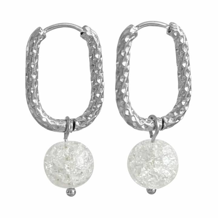 Boucles d'oreilles en cristal de roche fissuré - Argent pour la vente par Saint Clairmont